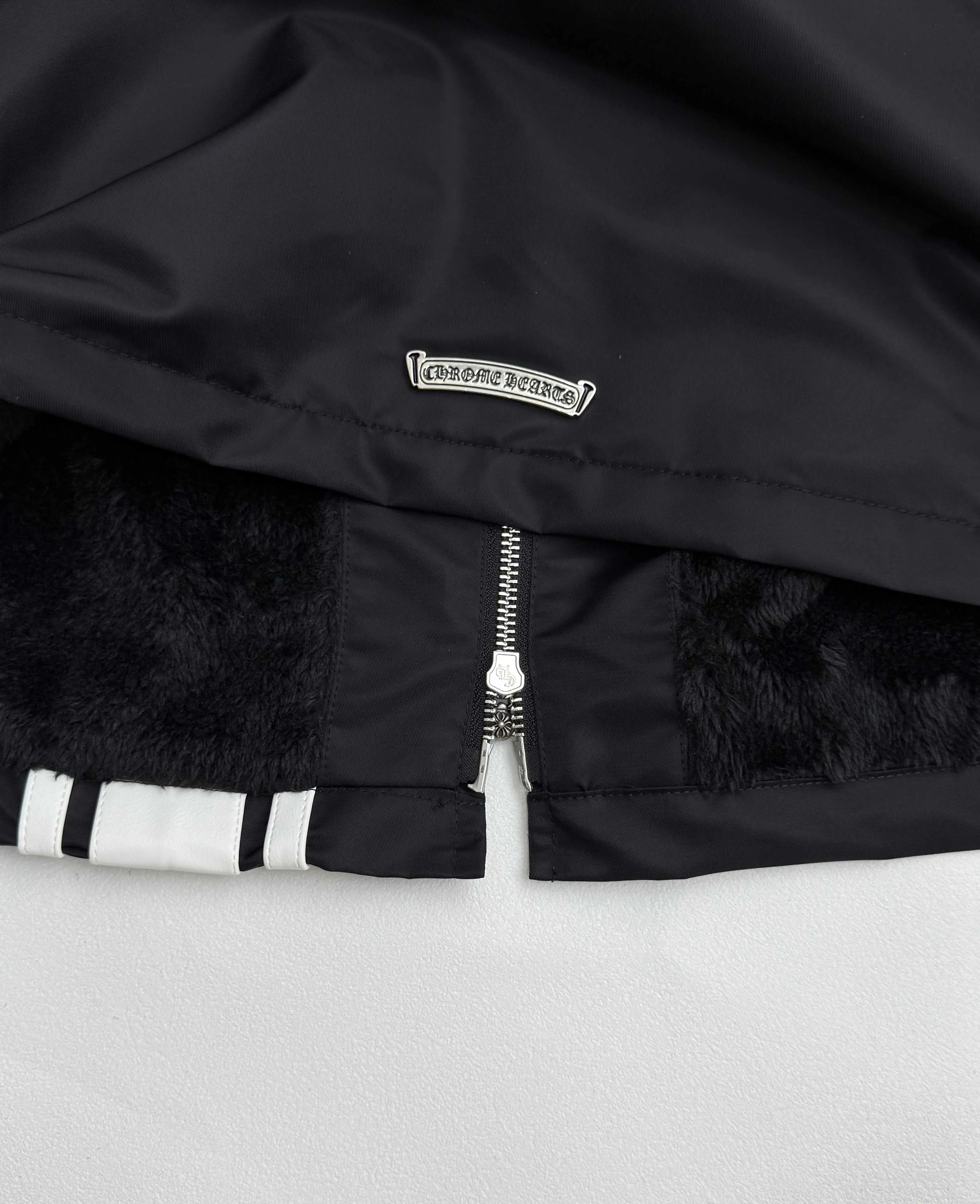 P730 Chrome Hearts Chrome Hearts embroidered leather and velvet jacket S/M/L/XL